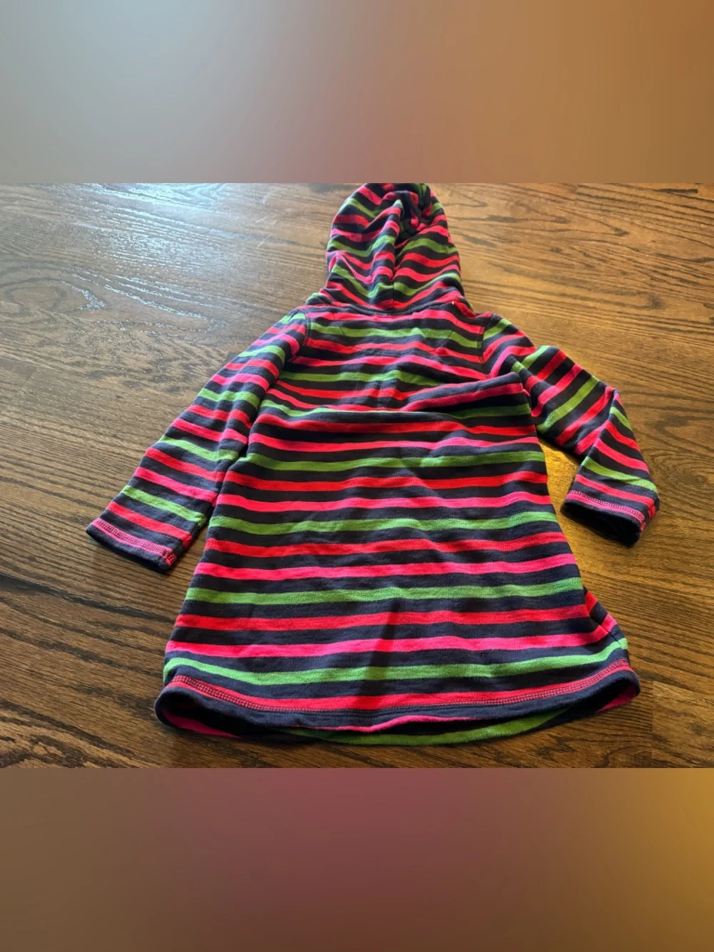 GAP Striped Hooded Dress in Navy, Pink & Green